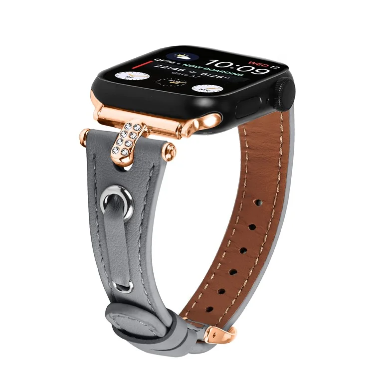 Watch Band for Apple Watch Series 10 42mm / 9 8 7 41mm / SE (2023) SE (2022) SE 6 5 4 40mm / 3 2 1 38mm Watch Band Rose Gold Buckle Watch Strap - Grey