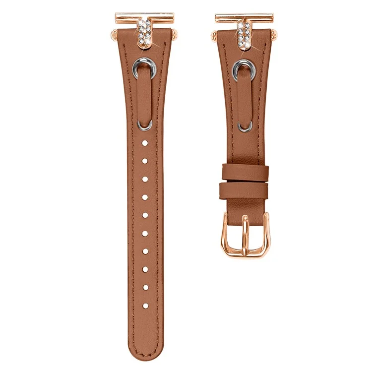 Pour Huawei Watch 2 / GT 2 42mm / GT 3 42mm Bracelet de montre en véritable cuir de vache (Connecteur doré rose) - Marron
