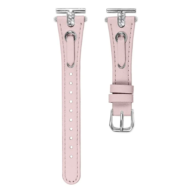 Для замены ремешка Huami Amazfit Cheetah Pro Shine Rhinestone Genuine Cow Leather Watch Band with Silver Buckle - Pink