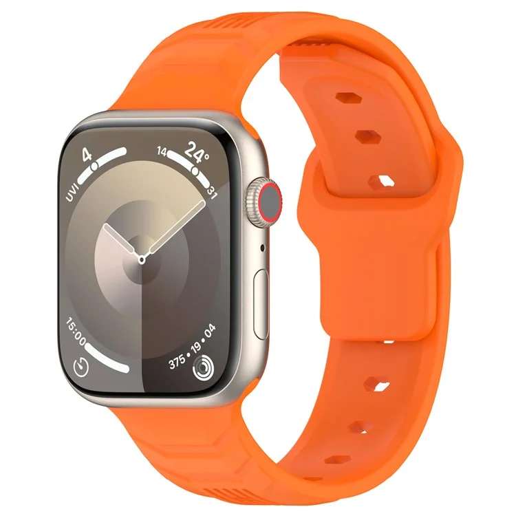Watch Band for Apple Watch Series 10 42mm / 9 8 7 41mm / SE (2023) SE (2022) SE 6 5 4 40mm / 3 2 1 38mm Watch Band Texture Silicone Strap - Orange