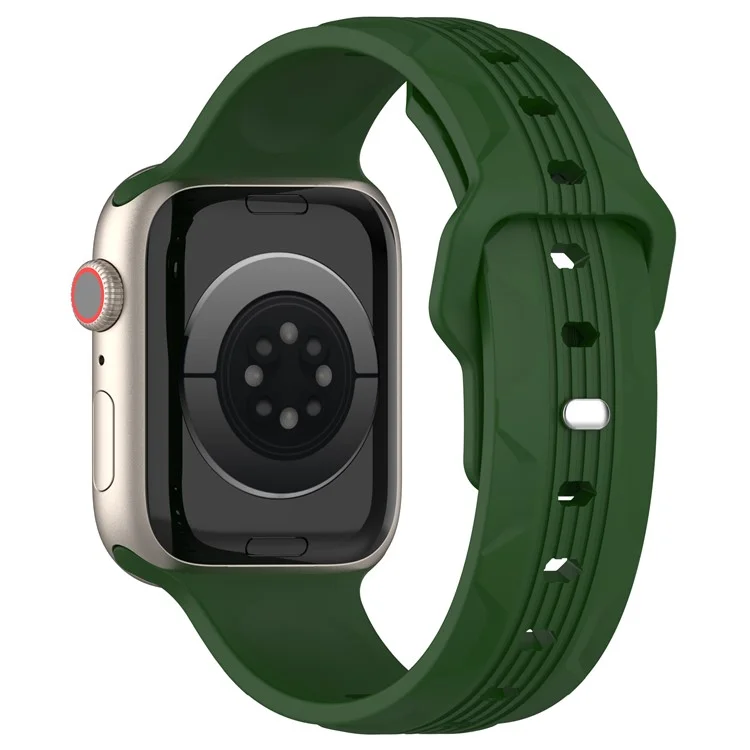 Watch Band for Apple Watch Series 10 42mm / 9 8 7 41mm / SE (2023) SE (2022) SE 6 5 4 40mm / 3 2 1 38mm Watch Band Texture Silicone Strap - Army Green