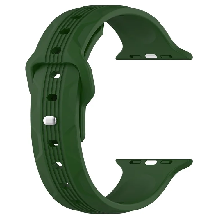 Watch Band for Apple Watch Series 10 42mm / 9 8 7 41mm / SE (2023) SE (2022) SE 6 5 4 40mm / 3 2 1 38mm Watch Band Texture Silicone Strap - Army Green