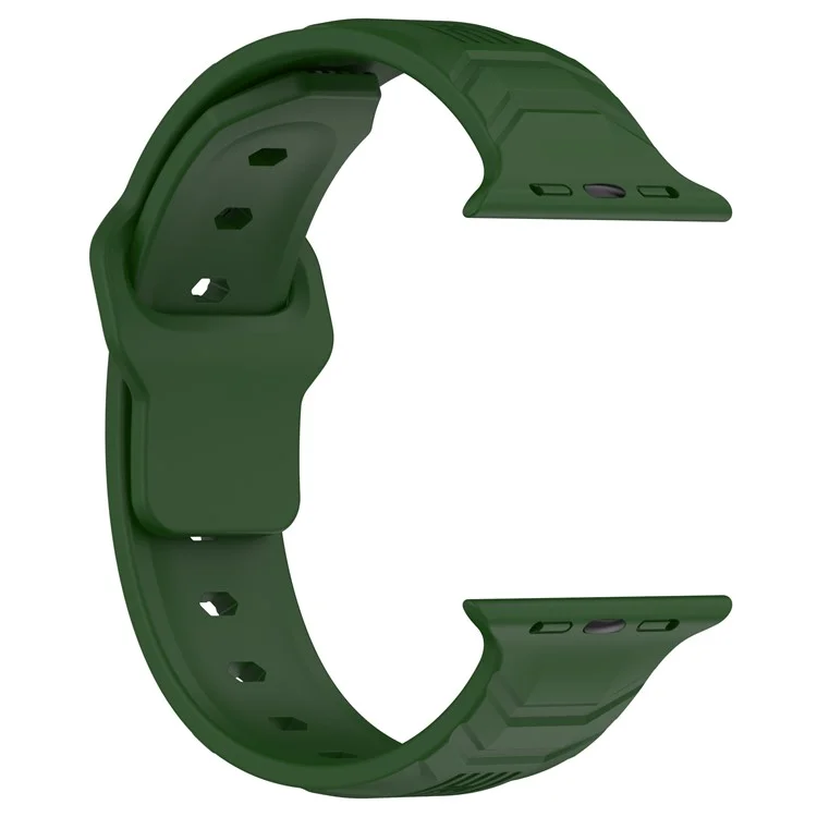 Watch Band for Apple Watch Series 10 42mm / 9 8 7 41mm / SE (2023) SE (2022) SE 6 5 4 40mm / 3 2 1 38mm Watch Band Texture Silicone Strap - Army Green