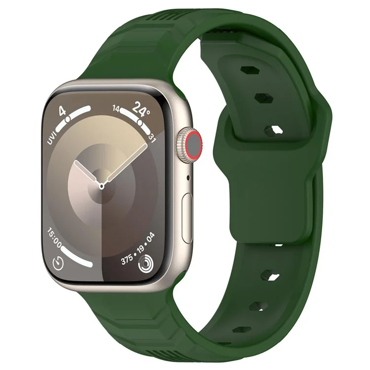 Watch Band for Apple Watch Series 10 42mm / 9 8 7 41mm / SE (2023) SE (2022) SE 6 5 4 40mm / 3 2 1 38mm Watch Band Texture Silicone Strap - Army Green
