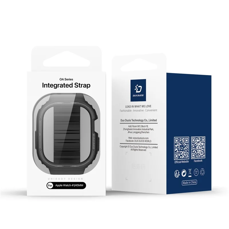 DUX DUCIS OA Series Band für Apple Watch Series 9 8 7 41mm / SE (2023) SE (2022) SE 6 5 4 40mm / 3 2 1 38mm Uhr-Armband mit Hülle - Schwarz