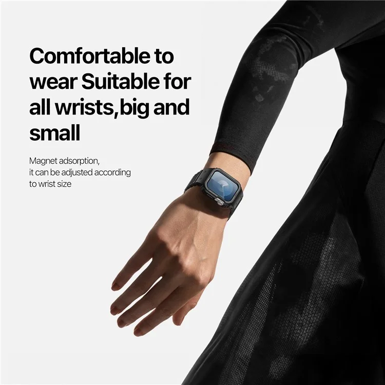 DUX DUCIS OA-Serie für Apple Watch 9 8 7 45mm / SE (2023) SE (2022) SE 6 5 4 44mm / 3 2 1 42mm Watchband mit Gehäuse - Schwarz