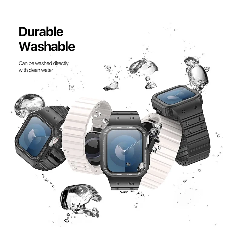 DUX DUCIS OA-Serie für Apple Watch 9 8 7 45mm / SE (2023) SE (2022) SE 6 5 4 44mm / 3 2 1 42mm Watchband mit Gehäuse - Schwarz
