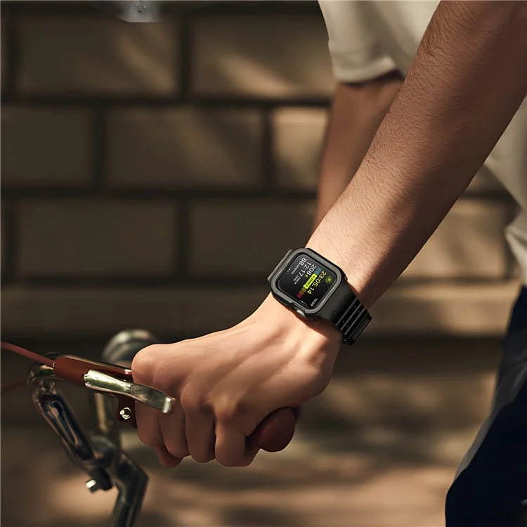 DUX DUCIS OA-Serie für Apple Watch 9 8 7 45mm / SE (2023) SE (2022) SE 6 5 4 44mm / 3 2 1 42mm Watchband mit Gehäuse - Schwarz