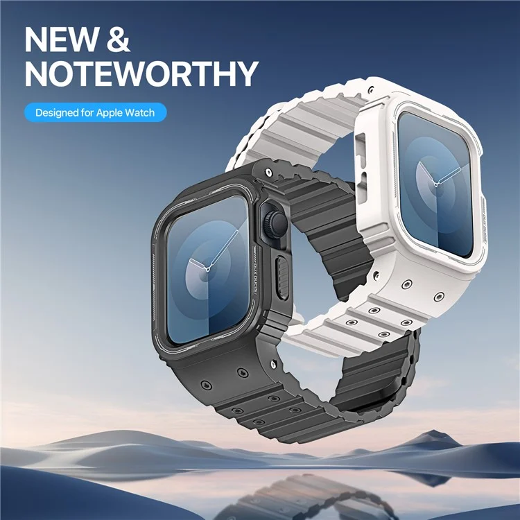 DUX DUCIS OA-Serie für Apple Watch 9 8 7 45mm / SE (2023) SE (2022) SE 6 5 4 44mm / 3 2 1 42mm Watchband mit Gehäuse - Schwarz