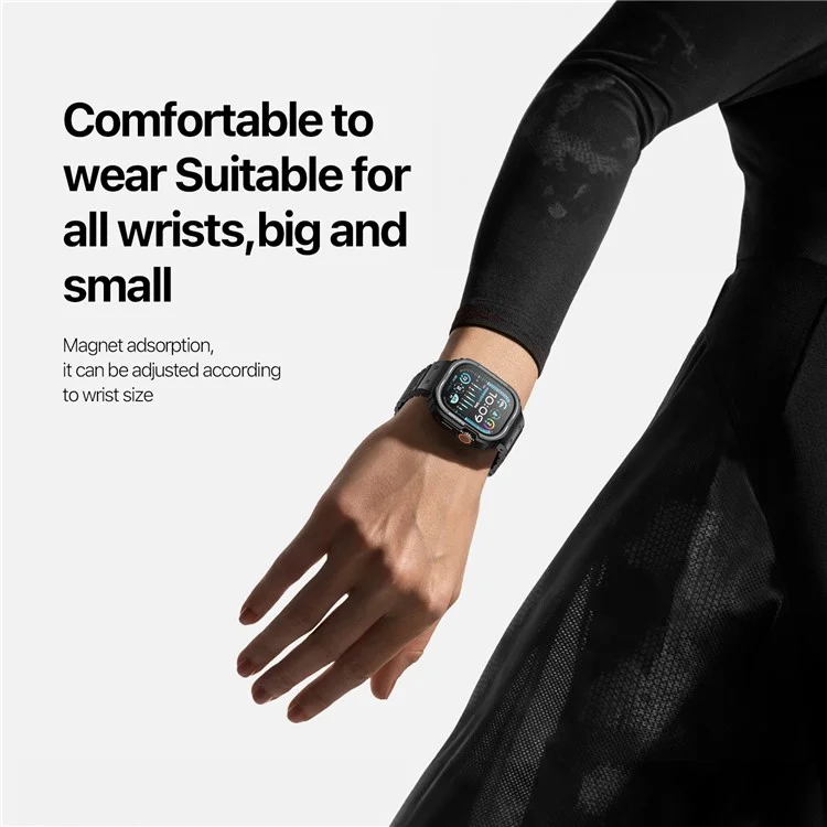 DUX DUCIS OA Series One-piece Watchband For Apple Watch Ultra  /  Ultra 2 49mm Watch Strap with Case - Black