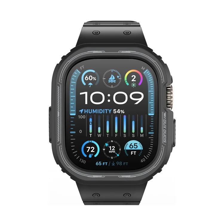 DUX DUCIS OA Series One-piece Watchband For Apple Watch Ultra  /  Ultra 2 49mm Watch Strap with Case - Black