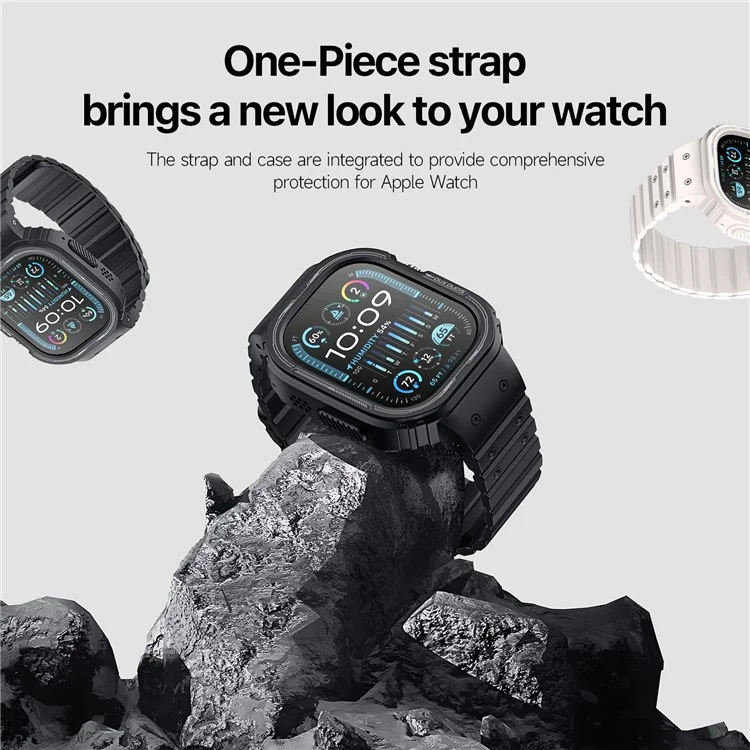 DUX DUCIS OA Series One-piece Watchband For Apple Watch Ultra  /  Ultra 2 49mm Watch Strap with Case - Black
