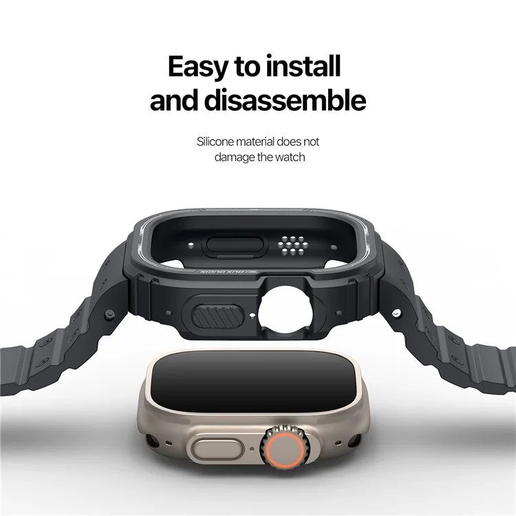 DUX DUCIS OA Series One-piece Watchband For Apple Watch Ultra  /  Ultra 2 49mm Watch Strap with Case - Black