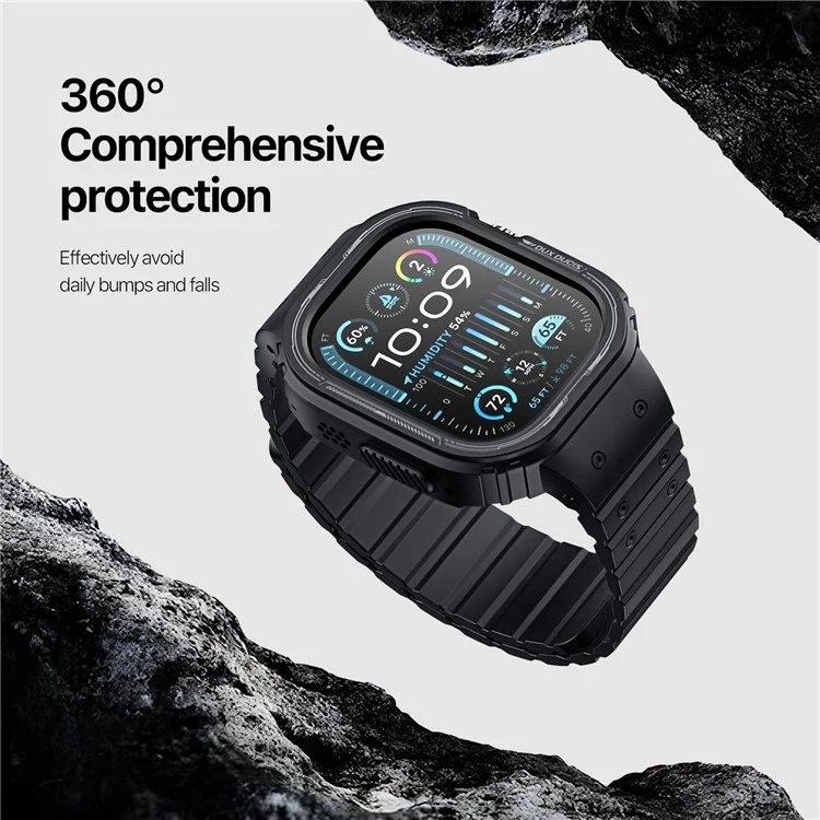 DUX DUCIS OA Series One-piece Watchband For Apple Watch Ultra  /  Ultra 2 49mm Watch Strap with Case - Black