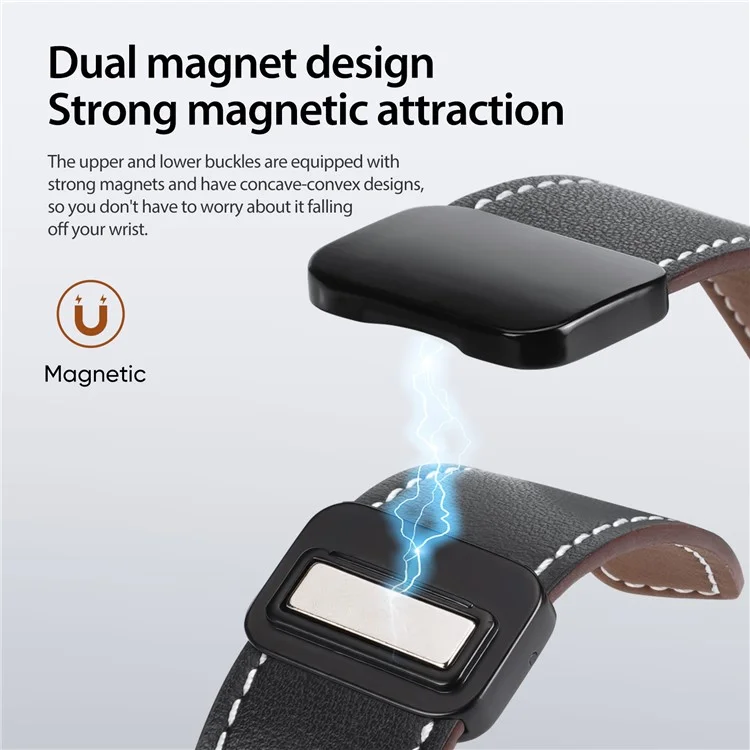 DUX DUCIS YA Series for Samsung Galaxy Watch6 /  Watch5  /  Huawei Watch GT3 Pro 43mm Genuine Cow Leather Strap 20mm Watch Band - Black