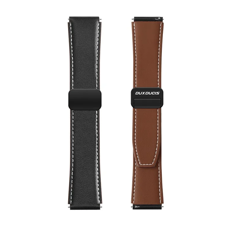 DUX DUCIS YA Series for Samsung Galaxy Watch6 /  Watch5  /  Huawei Watch GT3 Pro 43mm Genuine Cow Leather Strap 20mm Watch Band - Black