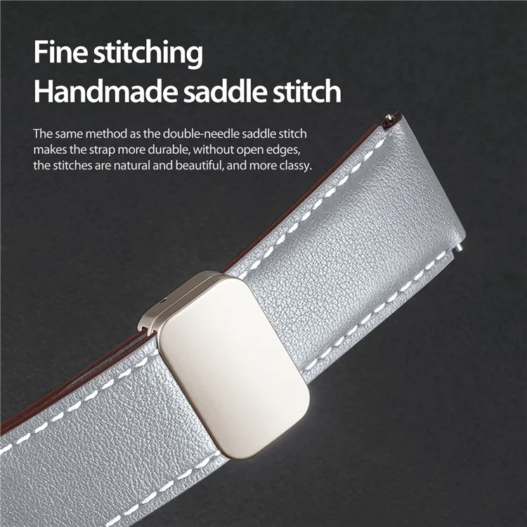 DUX DUCIS YA Series para Samsung Galaxy Watch3 45 mm / Huawei Watch Ultimate Genuine Cow Leather Strap 22 mm Watch Band - Gris