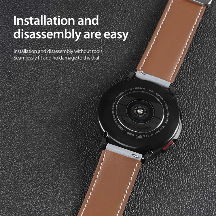 DUX DUCIS YA Series para Samsung Galaxy Watch3 45 mm / Huawei Watch Ultimate Genuine Cow Leather Strap 22 mm Watch Band - Gris