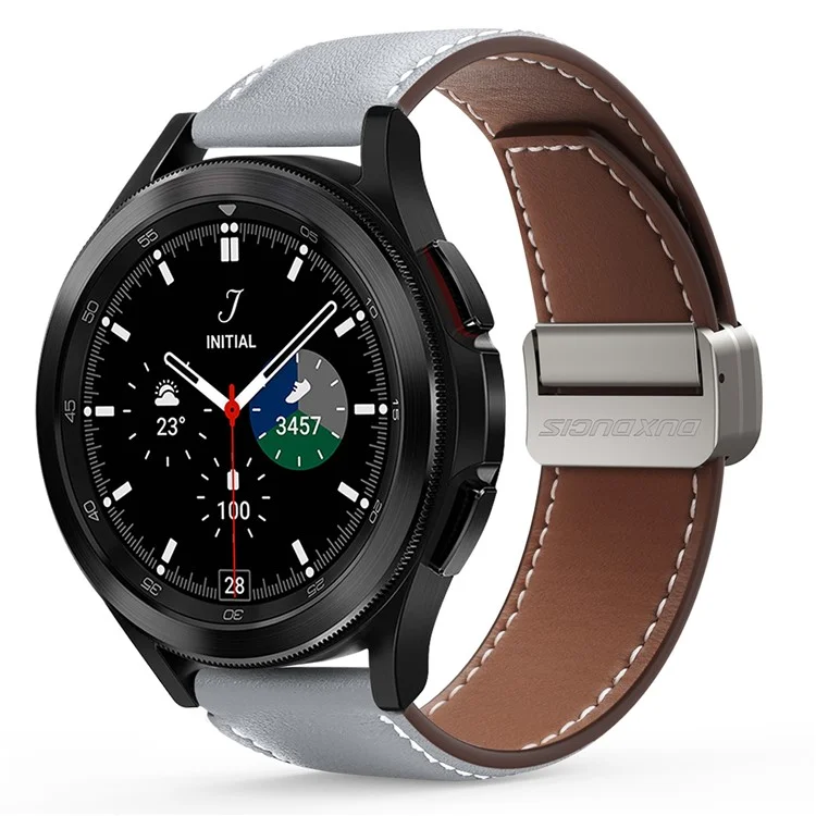 DUX DUCIS YA Series para Samsung Galaxy Watch3 45 mm / Huawei Watch Ultimate Genuine Cow Leather Strap 22 mm Watch Band - Gris