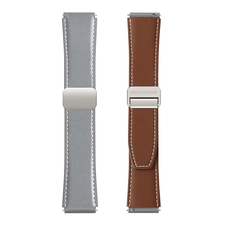 DUX DUCIS YA Series para Samsung Galaxy Watch3 45 mm / Huawei Watch Ultimate Genuine Cow Leather Strap 22 mm Watch Band - Gris
