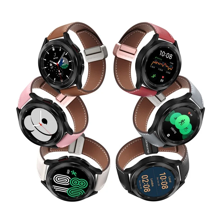 DUX DUCIS YA Series para Samsung Galaxy Watch3 45 mm / Huawei Watch Ultimate Genuine Cow Leather Strap 22 mm Watch Band - Gris