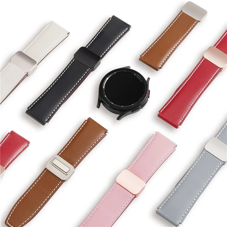DUX DUCIS YA Series para Samsung Galaxy Watch3 45 mm / Huawei Watch Ultimate Genuine Cow Leather Strap 22 mm Watch Band - Gris