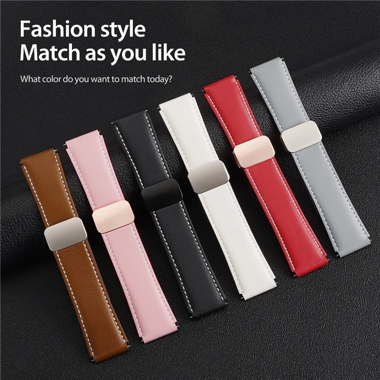 DUX DUCIS YA Series para Samsung Galaxy Watch3 45 mm / Huawei Watch Ultimate Genuine Cow Leather Strap 22 mm Watch Band - Gris