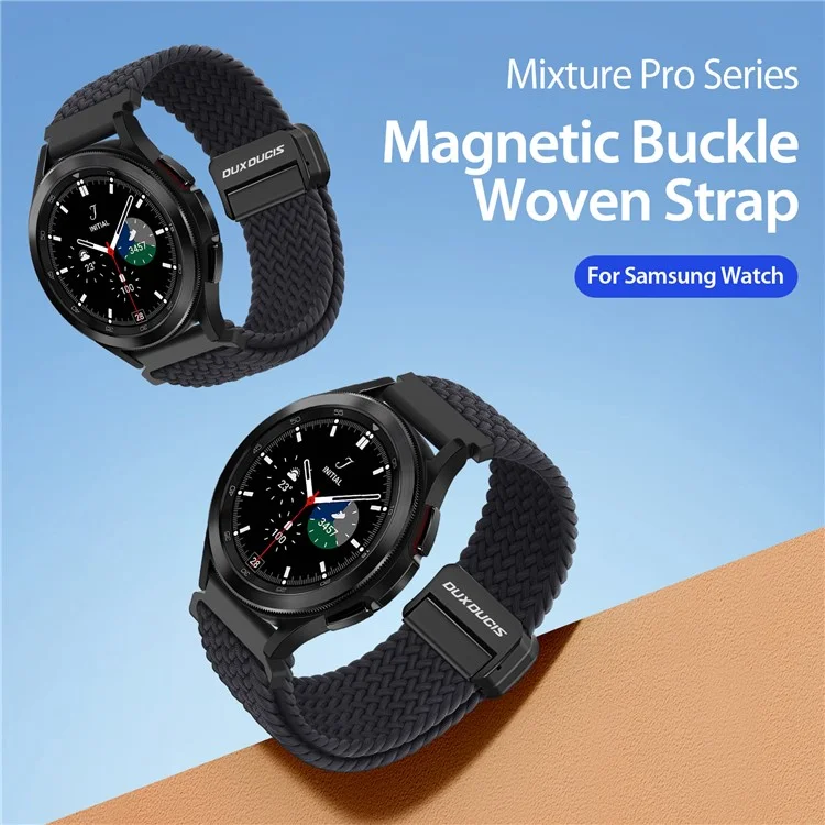 Dux Ducis Mixture Pro Series Socle Tissée en Nylon Pour Samsung Galaxy Watch3 45 mm / Huawei Watch Ultimate Magnetic Backle 20 mm Watch Band - Minuit