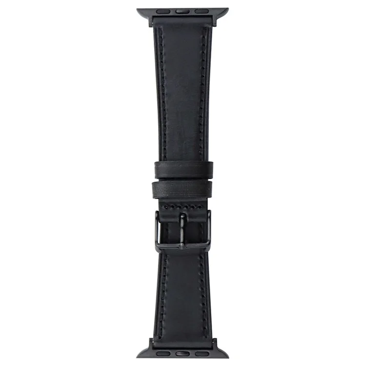 Per Apple Watch 10 46mm / Ultra 2 / Ultra 49mm / 9 8 7 45mm / SE (2023) SE (2022) SE 6 5 4 44mm / 3 2 1 42mm Banda Vera Pelle di Mucca - Nero 2