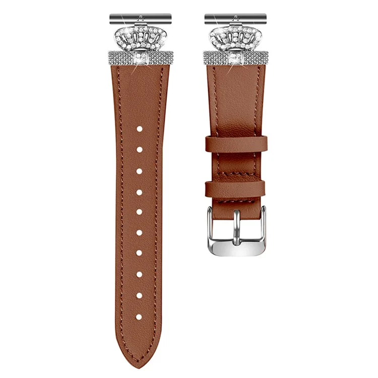 Для часового ремешка LG Watch Sport Silver Buckle с дизайном в виде короны, украшенной стразами, - коричневый