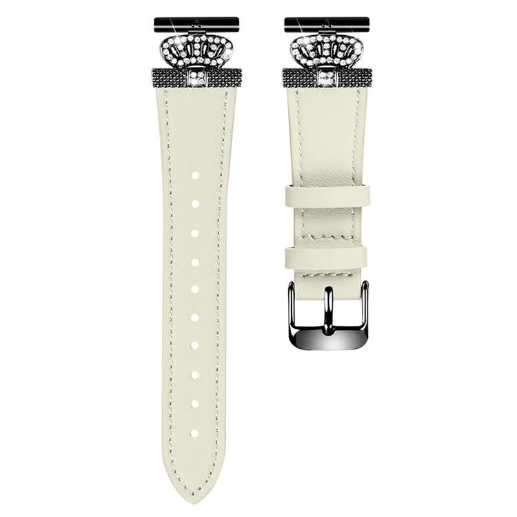 Per Huami Amazfit Cheetah Pro Watch Strap Crown Design Cowhide Wrist Band, Fibbia Nera - Albicocca