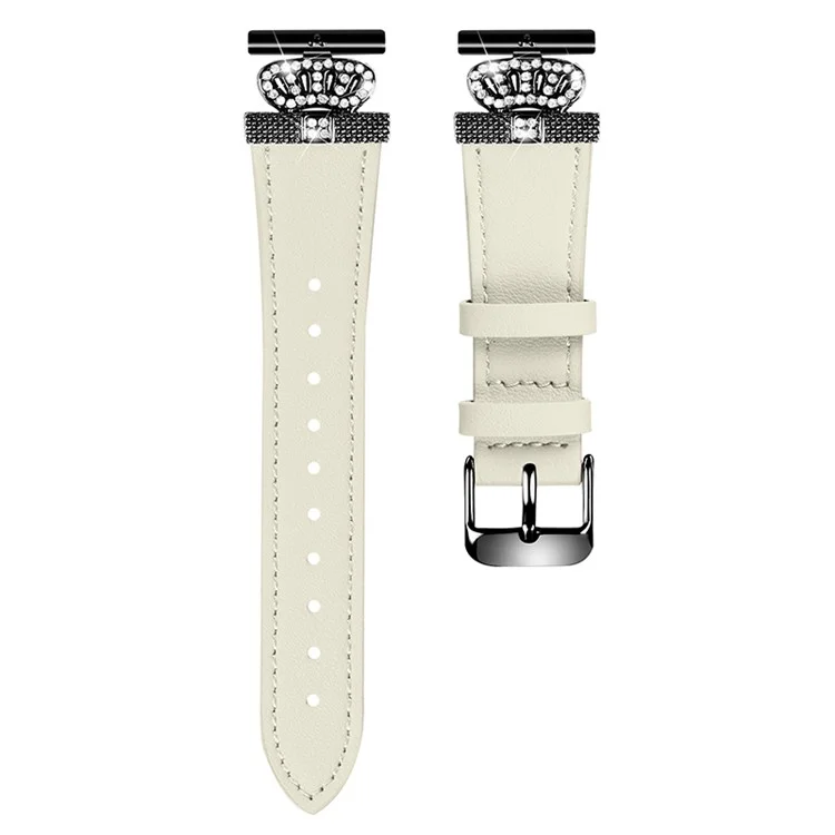Für Garmin Forerunner 645 / 645 Music Cowhide Strap mit schwarzer Schnalle Strass-Dekor Armband - Aprikose