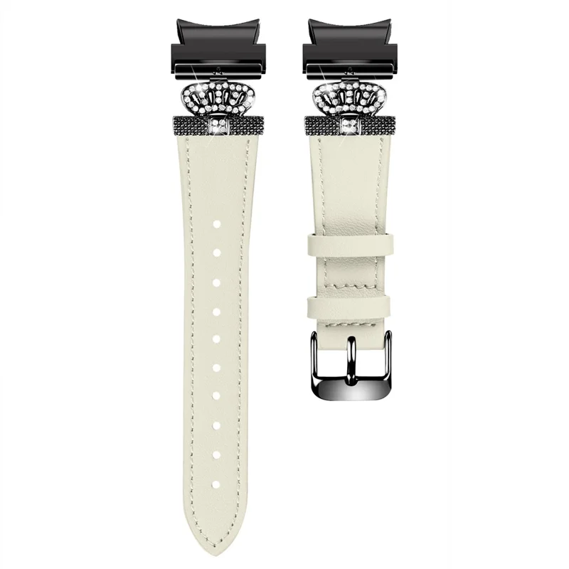 For Samsung Galaxy Watch4 Active Classic / Watch 5 Pro Active Genuine Cow Leather Smart Watch Strap (Black Buckle) - Apricot