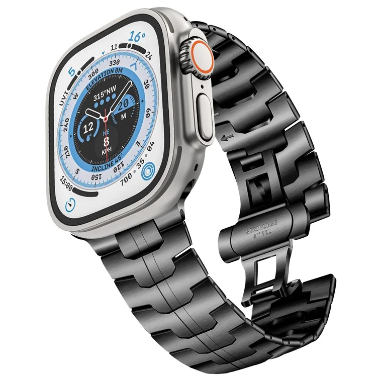 Watch Strap for Apple Watch 10 46mm / Ultra 2 / Ultra 49mm / 9 8 7 45mm / SE (2023) SE (2022) SE 6 5 4 44mm / 3 2 1 42mm Stainless Steel Band - Black