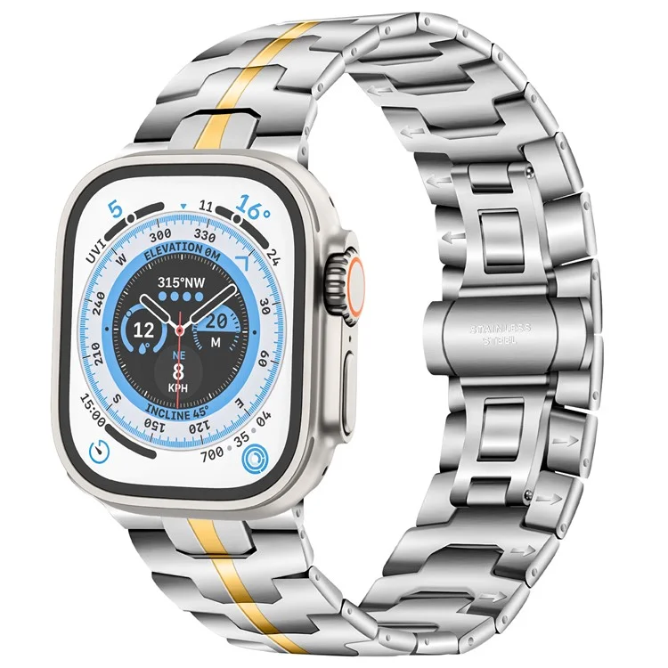 Stainless Steel Band for Apple Watch Series 10 42mm / 9 8 7 41mm / SE (2023) SE (2022) SE 6 5 4 40mm / 3 2 1 38mm Replacement Strap - Silver+Gold