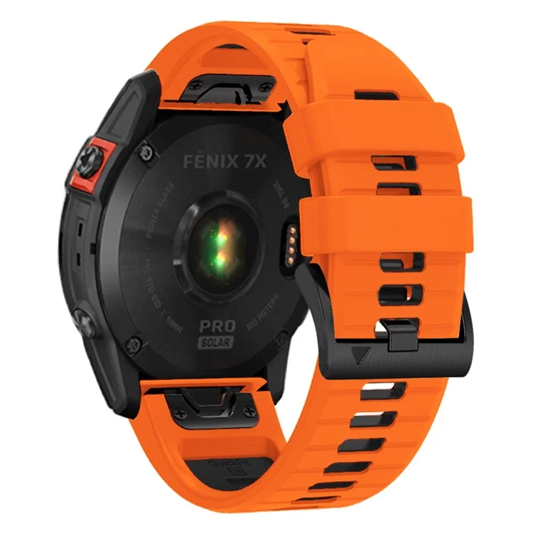 Para Garmin Fenix 7X Pro/Fenix 7X Correa de reloj deportivo de dos colores de silicona transpirable - Naranja+Negro