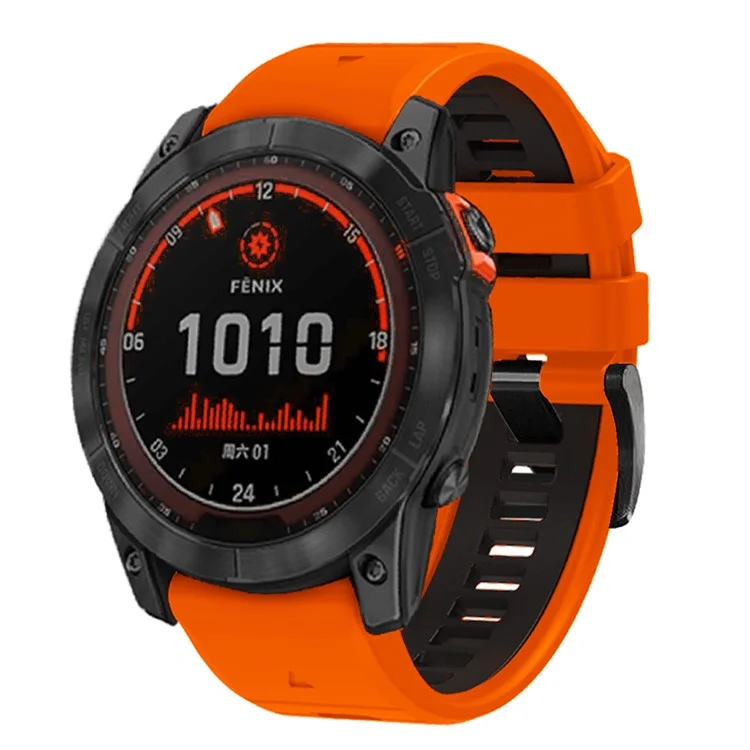 Para Garmin Fenix 7X Pro/Fenix 7X Correa de reloj deportivo de dos colores de silicona transpirable - Naranja+Negro
