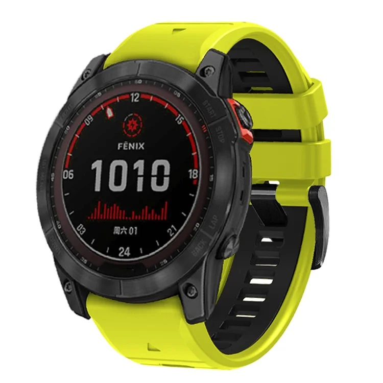 Pour Garmin Fenix 7 Pro / Bracelets de montre en silicone Fenix 7 Dual-Color de remplacement - Vert citron+Noir