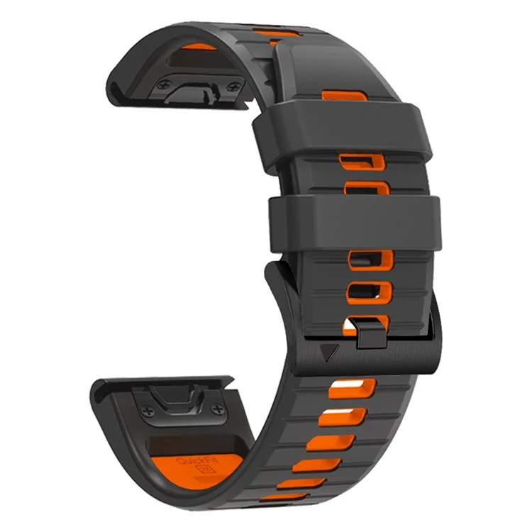 For Garmin Fenix 7 Pro / Fenix 7 Silicone Watch Bands Dual-Color Replacement Strap - Charcoal Grey+Orange