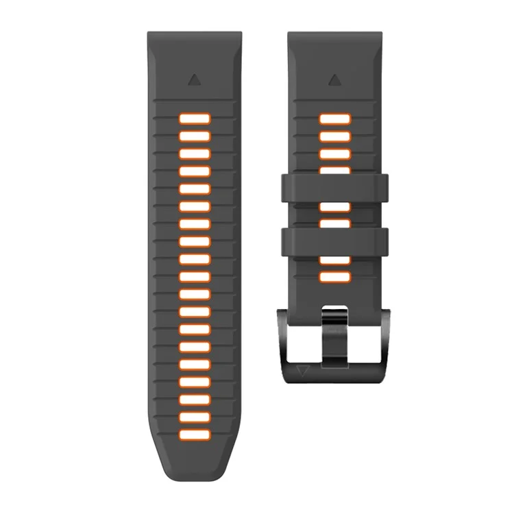 For Garmin Fenix 7 Pro / Fenix 7 Silicone Watch Bands Dual-Color Replacement Strap - Charcoal Grey+Orange