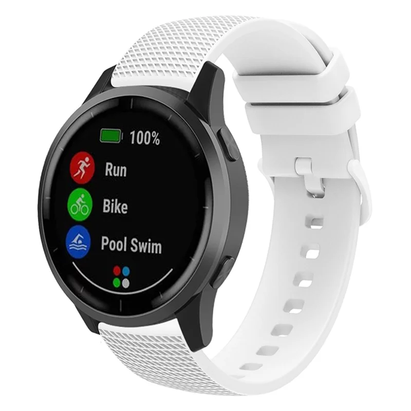 For Samsung Gear S3 / Huami Amazfit Pace Silicone Watch Band Plaid Pattern 22mm Straps - White