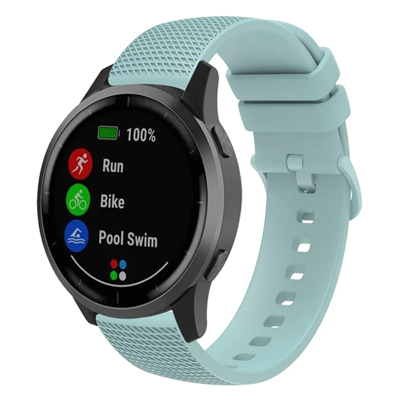 For Samsung Gear S3 / Huami Amazfit Pace Silicone Watch Band Plaid Pattern 22mm Straps - Light Green