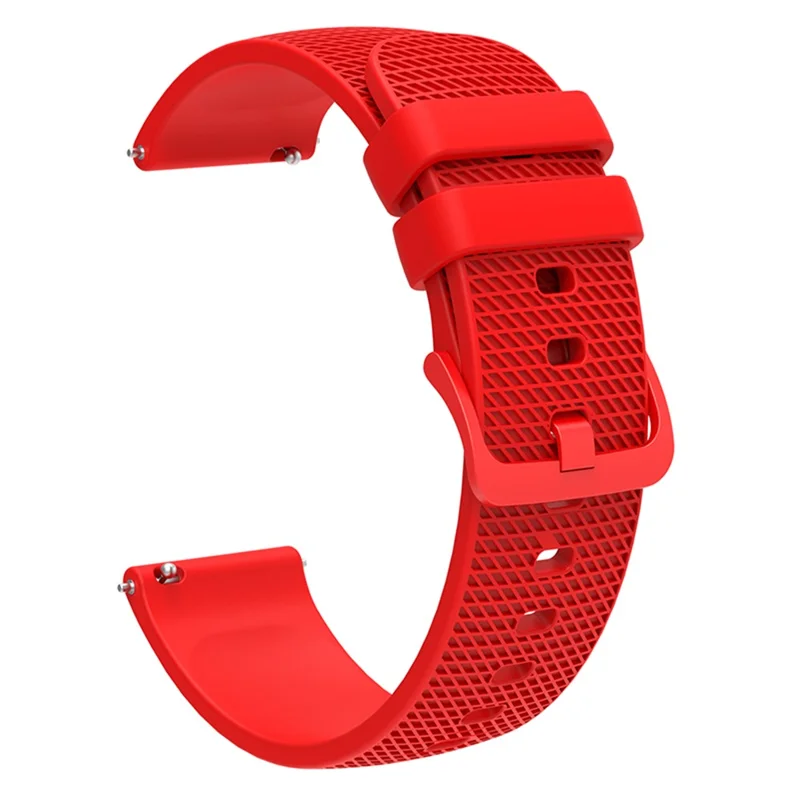 For Samsung Gear S3 / Huami Amazfit Pace Silicone Watch Band Plaid Pattern 22mm Straps - Red