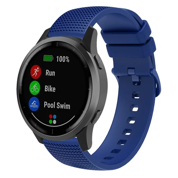 Para Garmin Venu 3S / Forerunner 265S Correa del reloj 18mm Patrón de Tartán Banda de Silicona - Azul Marino