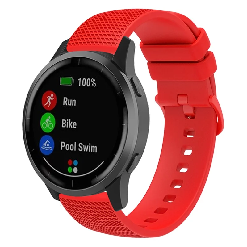 Para Garmin Venu 3S / Forerunner 265S Pulseira do Relógio 18mm Padrão Xadrez Silicone - Vermelho