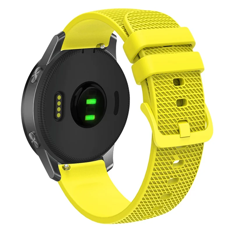 For Garmin Venu 3S / Forerunner 265S Watch Strap 18mm Plaid Pattern Silicone Band - Yellow
