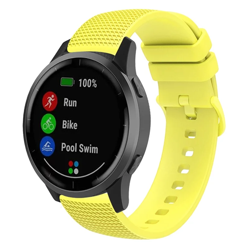 For Garmin Venu 3S / Forerunner 265S Watch Strap 18mm Plaid Pattern Silicone Band - Yellow