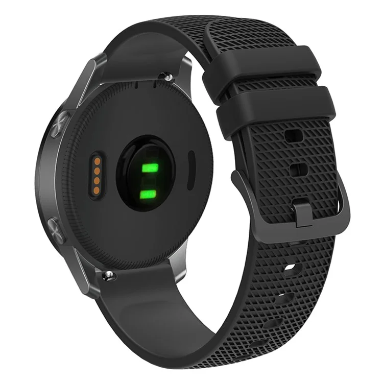 For Garmin Vivomove 3 / GarminMove 3 Silicone Watch Strap 20mm Plaid Pattern Sport Bands - Black