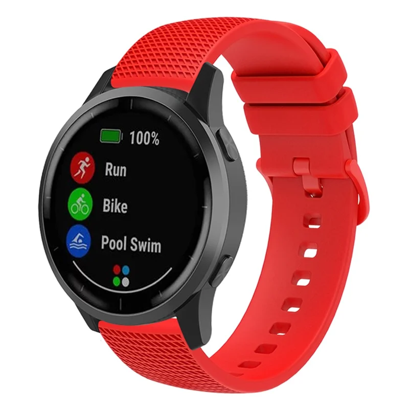 For Garmin Vivomove 3 / GarminMove 3 Silicone Watch Strap 20mm Plaid Pattern Sport Bands - Red