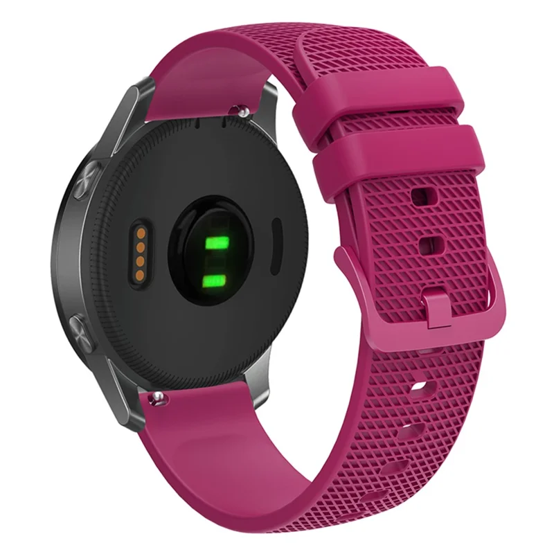 For Garmin Vivomove 3 / GarminMove 3 Silicone Watch Strap 20mm Plaid Pattern Sport Bands - Fuchsia